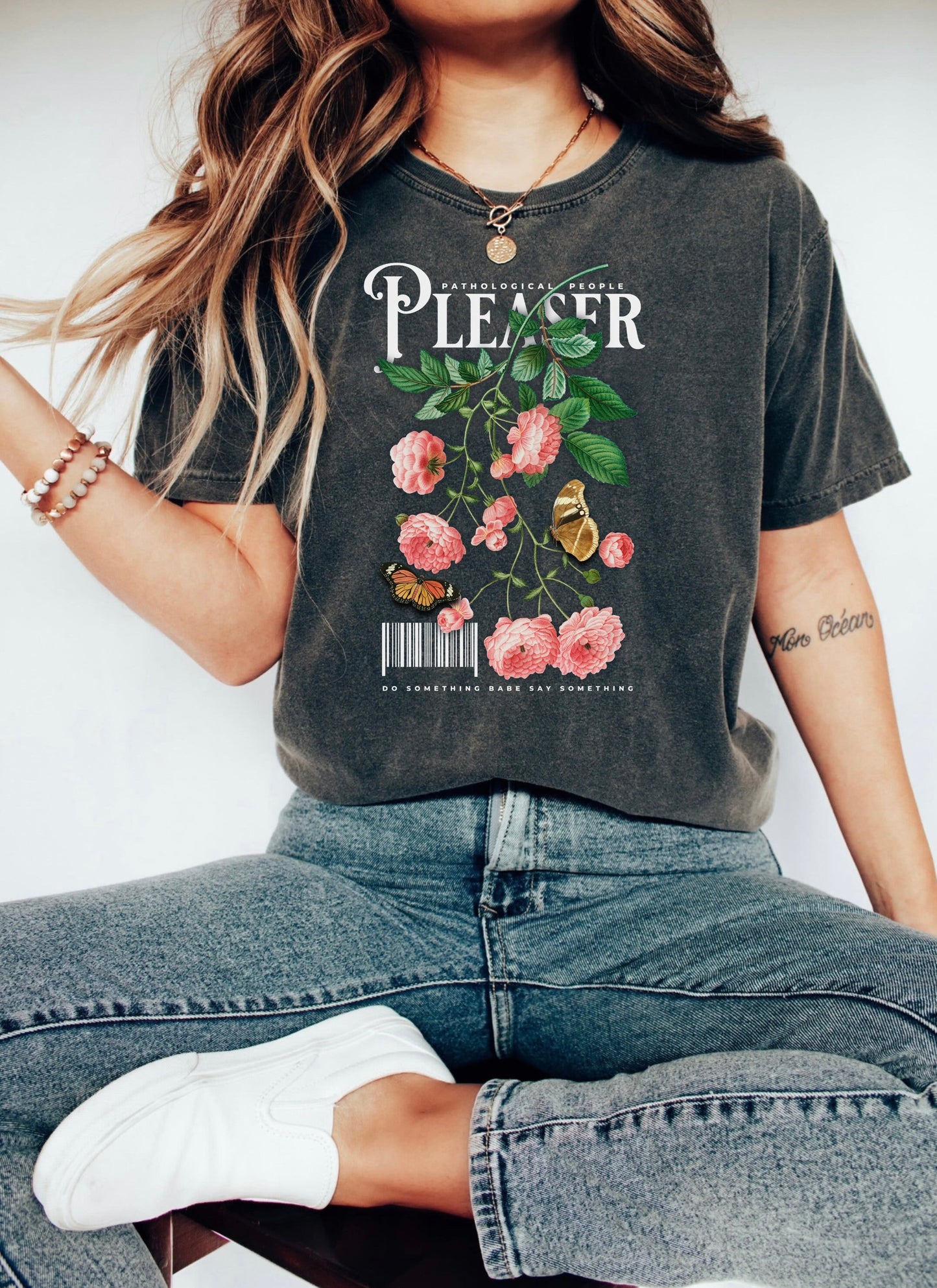 Floral Pathological People Pleaser Tee