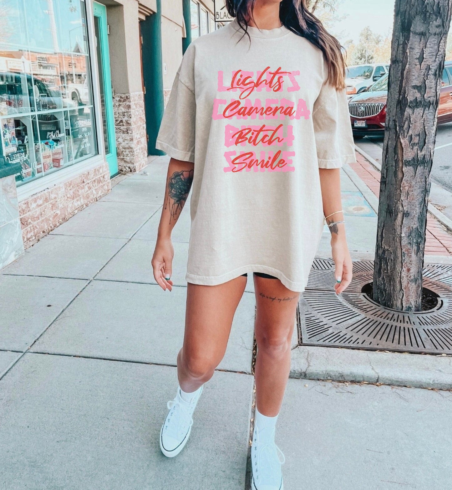 Lights Camera Bitch Smile Comfort Colors Tee