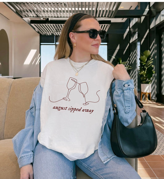 August Sipped Away Comfort Colors Tee