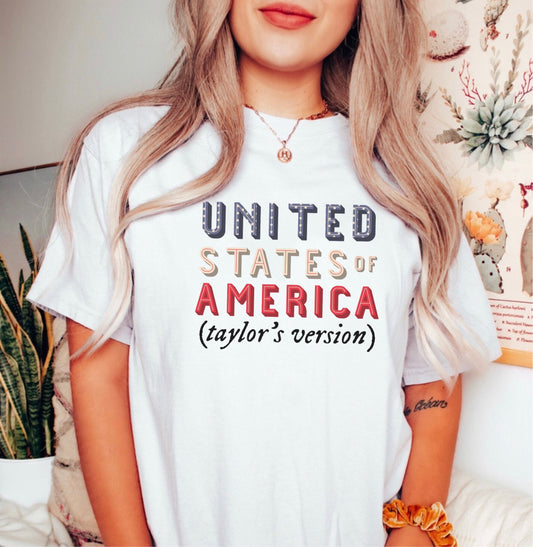 United States Of America Taylor's Version Comfort Colors Tee